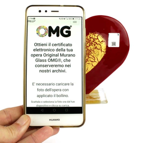 hologram brand trade mark sticker to guarantee that it is an Original Murano Glass OMG® piece 2